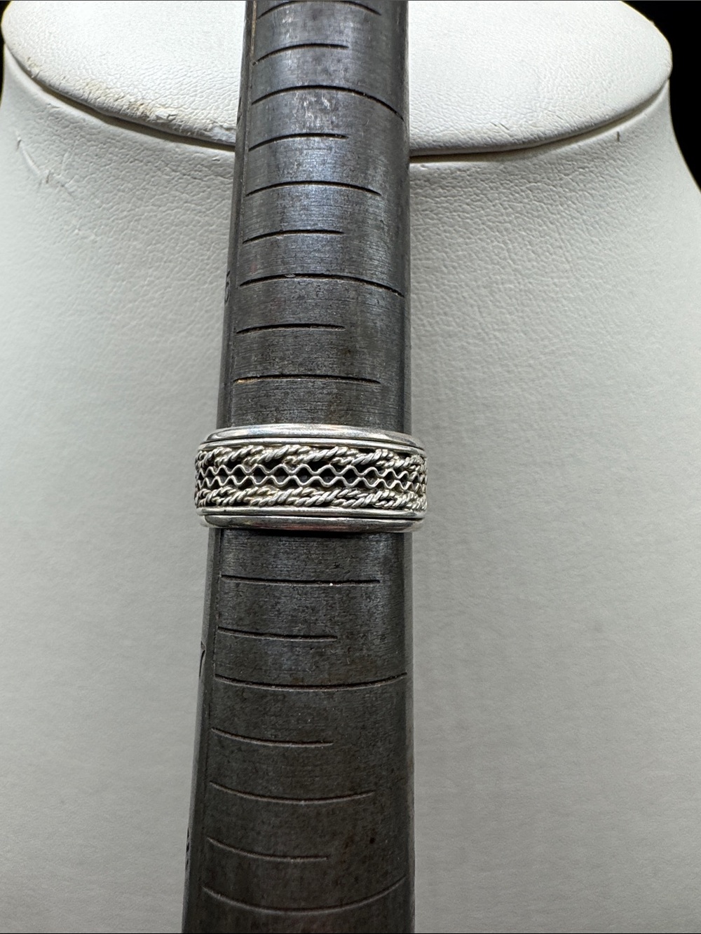 Sterling Silver Braided Spinner Band Ring - Silver Size 6